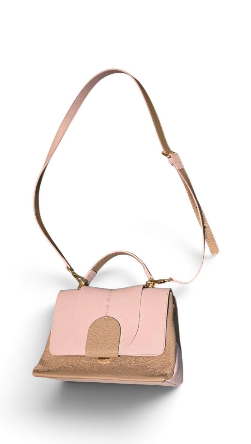 Zweifarbige Handtasche in Rosé und Taupe